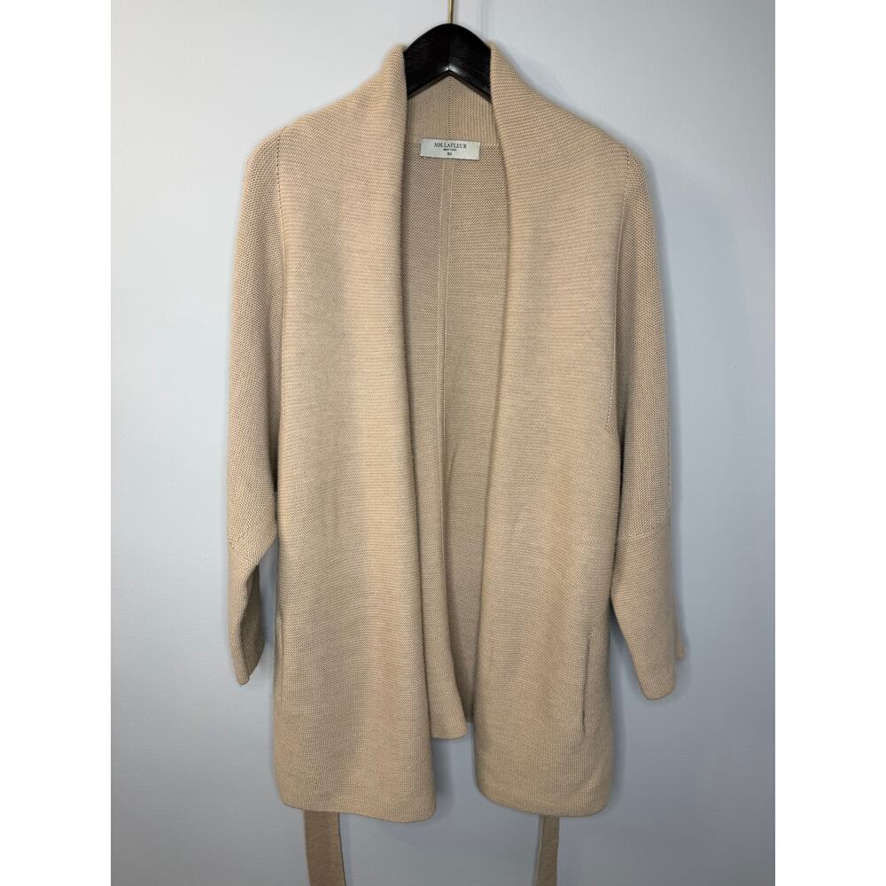 M.M.Lafleur The Morandi Sweater Merino Wool Cardigan Belted Almond M/L - Picture 11 of 13